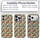 Retro Orange Teal Swirl Marble Seamless Pattern Custom Name Protective Phone Case Mobile Cover Durable Everyday Smartphone Shock Resistant