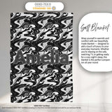 Monochrome Black White Liquid Marble Seamless Pattern Name Cute  Personalised Custom Name Super Soft Fleece Blanket Bed Sofa Throw