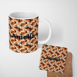 Personalized Custom Name Orange Cream Black Fluid Marble Seamless Pattern Name Cute Unique 11oz Ceramic Coffee Tea Mug White Large Handle
