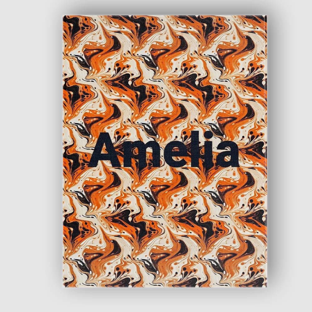 Personalised Name Orange Cream Black Fluid Custom  Unique Gift Idea Elegant Feature Canvas Wall Art Print Decor Picture Ready to Hang