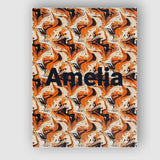 Personalised Name Orange Cream Black Fluid Custom  Unique Gift Idea Elegant Feature Canvas Wall Art Print Decor Picture Ready to Hang