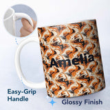 Personalized Custom Name Orange Cream Black Fluid Marble Seamless Pattern Name Cute Unique 11oz Ceramic Coffee Tea Mug White Large Handle