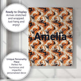 Personalised Name Orange Cream Black Fluid Custom  Unique Gift Idea Elegant Feature Canvas Wall Art Print Decor Picture Ready to Hang