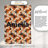 Orange Cream Black Fluid Marble Seamless Pattern Name Cute Unique  Personalised Custom Name Super Soft Fleece Blanket Bed Sofa Throw