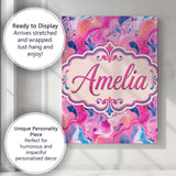 Personalised Name Vibrant Pink Blue Abstract Custom Bespoke  Contemporary Display Canvas Wall Art Print Decor Picture Ready to Hang