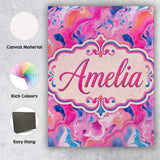 Personalised Name Vibrant Pink Blue Abstract Custom Bespoke  Contemporary Display Canvas Wall Art Print Decor Picture Ready to Hang