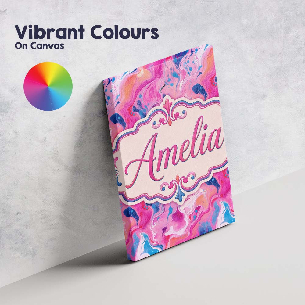 Personalised Name Vibrant Pink Blue Abstract Custom Bespoke  Contemporary Display Canvas Wall Art Print Decor Picture Ready to Hang
