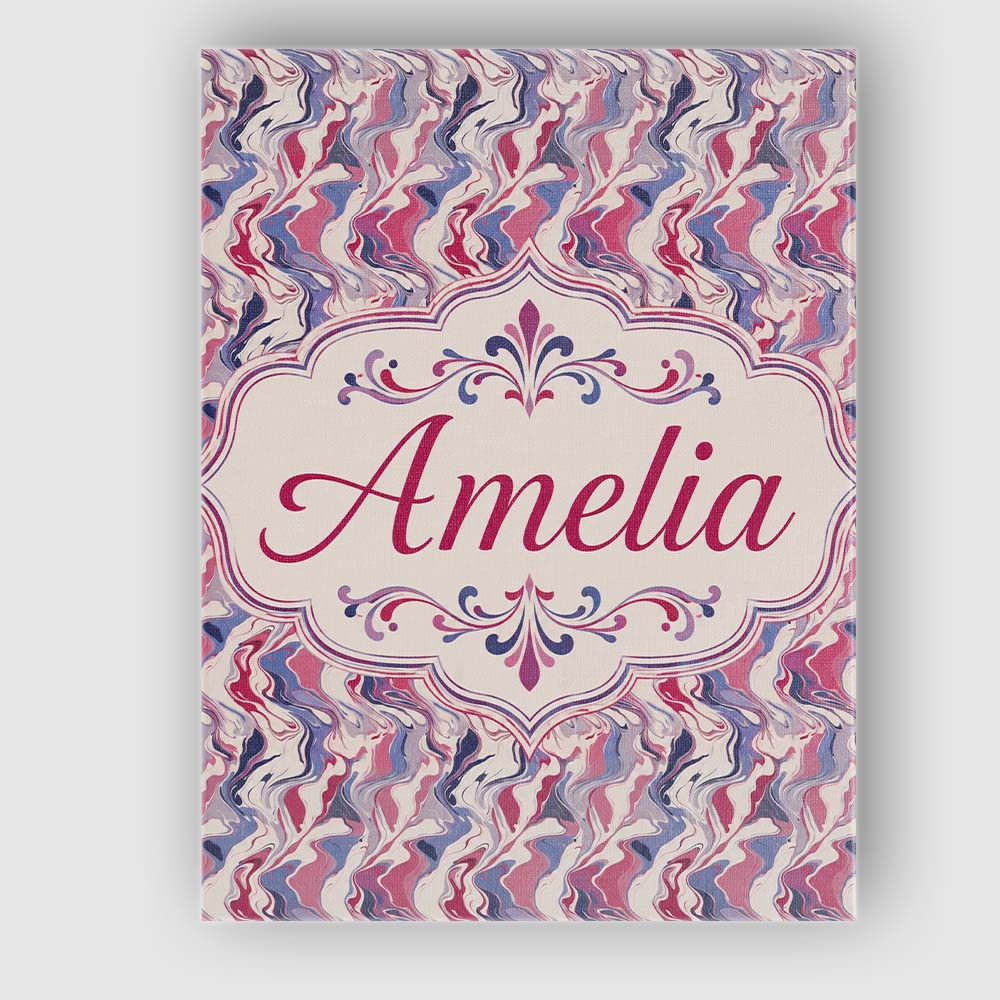 Personalised Name Soft Pink Blue Abstract Custom  Unique Gift Idea Elegant Feature Canvas Wall Art Print Decor Picture Ready to Hang