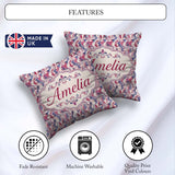 Custom Name Soft Pink Blue Abstract Marble Seamless Pattern Name Square Filled Cushion Throw Pillow Sofa Bed Home Decor Zip Washable UK Made