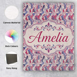 Personalised Name Soft Pink Blue Abstract Custom  Unique Gift Idea Elegant Feature Canvas Wall Art Print Decor Picture Ready to Hang