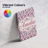 Personalised Name Soft Pink Blue Abstract Custom  Unique Gift Idea Elegant Feature Canvas Wall Art Print Decor Picture Ready to Hang