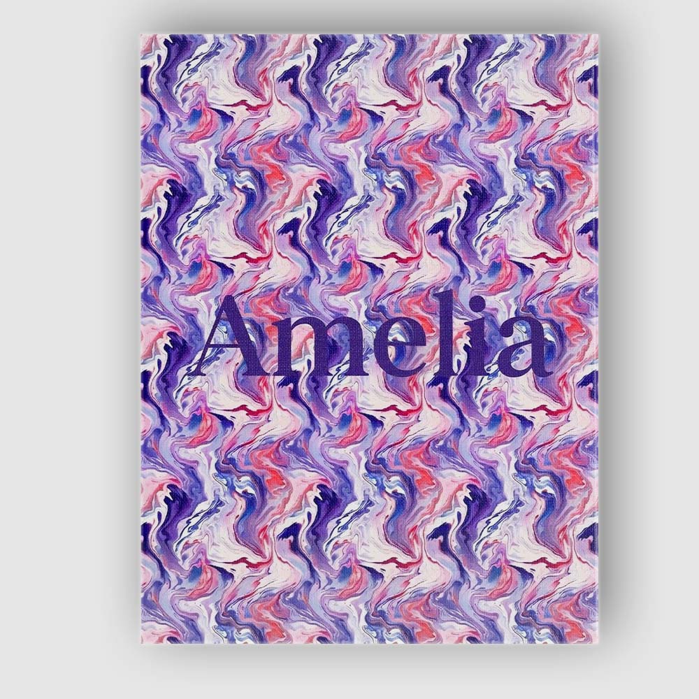Personalised Name Purple Pink Liquid Marble Custom  Bespoke Interior Contemporary Canvas Wall Art Print Decor Picture Ready to Hang