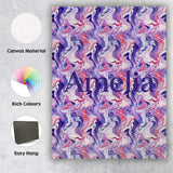 Personalised Name Purple Pink Liquid Marble Custom  Bespoke Interior Contemporary Canvas Wall Art Print Decor Picture Ready to Hang