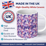Personalized Custom Name Purple Pink Liquid Marble Swirl Seamless Pattern Name Cute Unique 11oz Ceramic Coffee Tea Mug White Large Handle