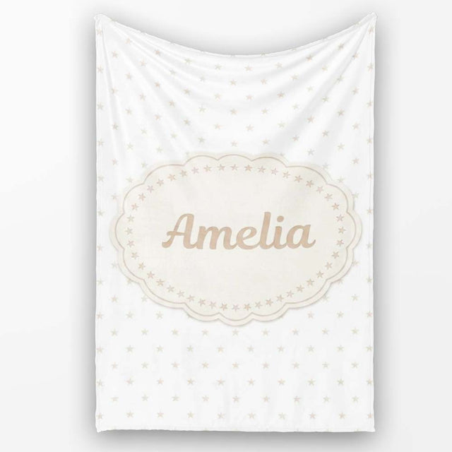 Minimal Gold Star Seamless Pattern on Soft Grey Background Lovely  Personalised Custom Name Super Soft Fleece Blanket Bed Sofa Throw