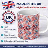 Personalized Custom Name Coral Blue Soft Fluid Marble Seamless Pattern Custom Name Cute 11oz Ceramic Coffee Tea Mug White Large Handle
