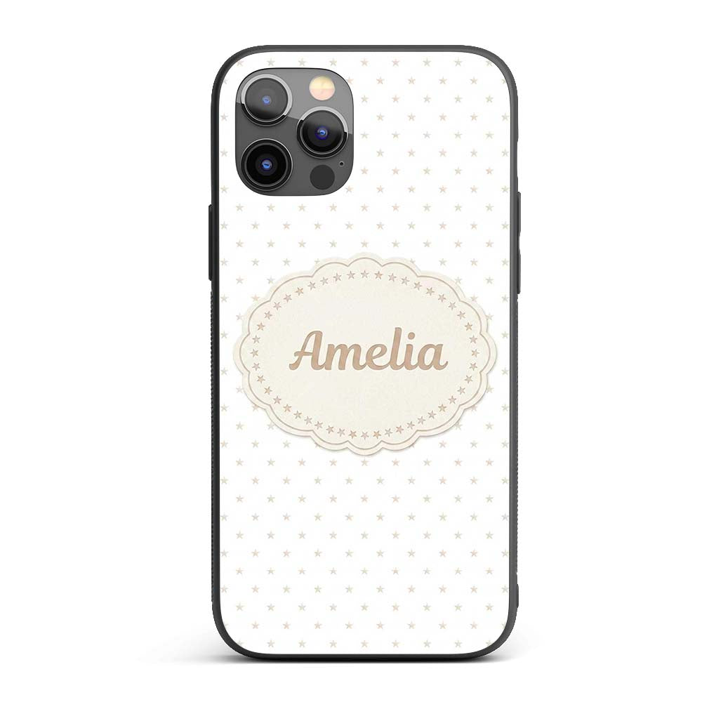 Minimal Gold Star Seamless Pattern on Soft Grey Custom Name Protective Phone Case Mobile Cover Durable Everyday Smartphone Shock Resistant