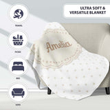 Minimal Gold Star Seamless Pattern on Soft Grey Background Lovely  Personalised Custom Name Super Soft Fleece Blanket Bed Sofa Throw
