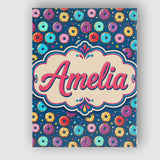 Personalised Name Colorful Donut Sprinkles Custom  Unique Gift Idea Elegant Feature Canvas Wall Art Print Decor Picture Ready to Hang