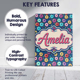 Personalised Name Colorful Donut Sprinkles Custom  Unique Gift Idea Elegant Feature Canvas Wall Art Print Decor Picture Ready to Hang