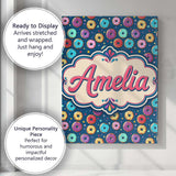 Personalised Name Colorful Donut Sprinkles Custom  Unique Gift Idea Elegant Feature Canvas Wall Art Print Decor Picture Ready to Hang