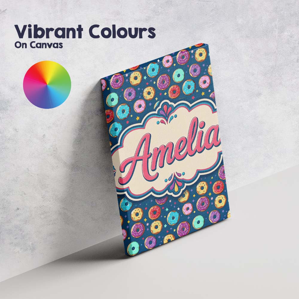 Personalised Name Colorful Donut Sprinkles Custom  Unique Gift Idea Elegant Feature Canvas Wall Art Print Decor Picture Ready to Hang