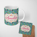 Personalized Custom Name Pastel Donut Sweet Treat Seamless Pattern Name Cute Unique Gift 11oz Ceramic Coffee Tea Mug White Large Handle