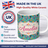 Personalized Custom Name Pastel Donut Sweet Treat Seamless Pattern Name Cute Unique Gift 11oz Ceramic Coffee Tea Mug White Large Handle