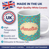 Personalized Custom Name Playful Donut Candy Sprinkle Seamless Pattern Custom Name Cute 11oz Ceramic Coffee Tea Mug White Large Handle
