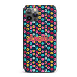 Colorful Donut Pattern on Dark Blue Background Custom Name Protective Phone Case Mobile Cover Durable Everyday Smartphone Shock Resistant