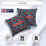 Custom Name Colorful Donut on Dark Blue Background Seamless Name Square Filled Cushion Throw Pillow Sofa Bed Home Decor Zip Washable UK Made