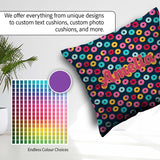 Custom Name Colorful Donut on Dark Blue Background Seamless Name Square Filled Cushion Throw Pillow Sofa Bed Home Decor Zip Washable UK Made