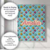 Personalised Name Pastel Donut Sweet Treat Custom  Unique Gift Idea Elegant Feature Canvas Wall Art Print Decor Picture Ready to Hang