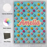 Personalised Name Pastel Donut Sweet Treat Custom  Unique Gift Idea Elegant Feature Canvas Wall Art Print Decor Picture Ready to Hang