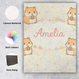 Personalised Name Cute Hamster Cartoon Animal Pattern Perfect Custom  Home Unique Canvas Wall Art Print Decor Picture Ready to Hang