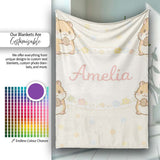 Cute Hamster Cartoon Animal Pattern Perfect Gift for Her Lovely  Personalised Custom Name Super Soft Fleece Blanket Bed Sofa Throw