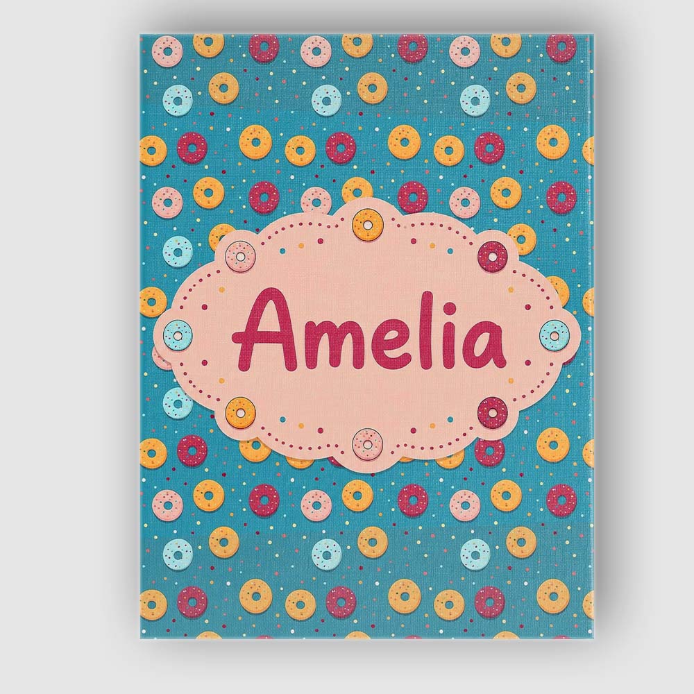 Personalised Name Playful Donut Sprinkle Custom  Unique Gift Idea Elegant Feature Canvas Wall Art Print Decor Picture Ready to Hang