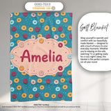 Playful Donut Sprinkle Pattern on Blue Background Seamless Name Cute  Personalised Custom Name Super Soft Fleece Blanket Bed Sofa Throw