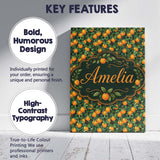 Personalised Name Orange Fruit Leaves Dense Custom  Bespoke Interior Contemporary Canvas Wall Art Print Decor Picture Ready to Hang