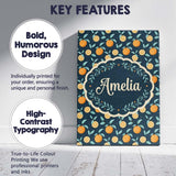Personalised Name Cute Orange Slice and Custom  Modern Room Accent Elegant Feature Canvas Wall Art Print Decor Picture Ready to Hang