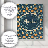 Personalised Name Cute Orange Slice and Custom  Modern Room Accent Elegant Feature Canvas Wall Art Print Decor Picture Ready to Hang