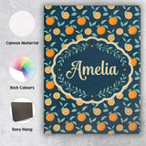 Personalised Name Cute Orange Slice and Custom  Modern Room Accent Elegant Feature Canvas Wall Art Print Decor Picture Ready to Hang
