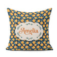 Custom Name Detailed Orange Slice and Leaf on Dark Blue Seamless Square Filled Cushion Throw Pillow Sofa Bed Home Decor Zip Washable UK Made