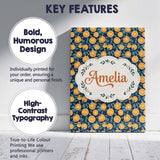 Personalised Name Detailed Orange Slice and Custom  Bespoke Interior Contemporary Canvas Wall Art Print Decor Picture Ready to Hang