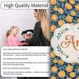 Detailed Orange Slice and Leaf Pattern on Dark Blue Seamless Name  Personalised Custom Name Super Soft Fleece Blanket Bed Sofa Throw