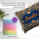 Custom Name Orange Fruit Citrus Slice Pattern on Navy Background Square Filled Cushion Throw Pillow Sofa Bed Home Decor Zip Washable UK Made
