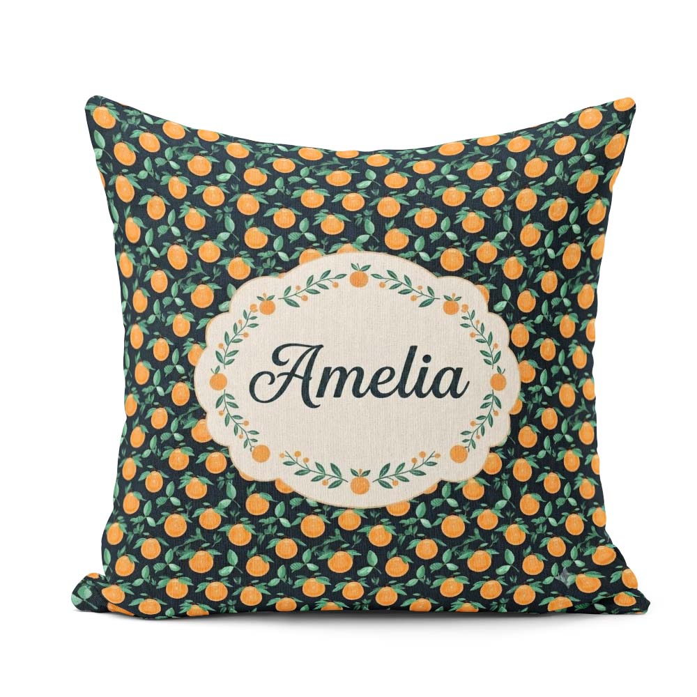 Custom Name Small Fruit Toss Pattern on Dark Background Seamless Square Filled Cushion Throw Pillow Sofa Bed Home Decor Zip Washable UK Made