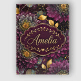 Personalised Name Luxury Dark Floral Gold Custom  Unique Gift Idea Elegant Feature Canvas Wall Art Print Decor Picture Ready to Hang