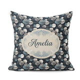 Custom Name Moonlit Forest and Abstract Circles on Dark Seamless Square Filled Cushion Throw Pillow Sofa Bed Home Decor Zip Washable UK Made