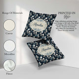 Custom Name Moonlit Forest and Abstract Circles on Dark Seamless Square Filled Cushion Throw Pillow Sofa Bed Home Decor Zip Washable UK Made
